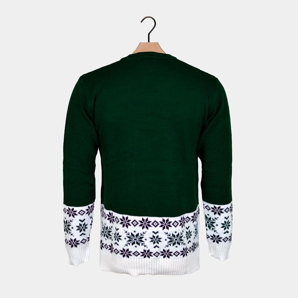 Pull de Noël Homme Vert Renne Patinant