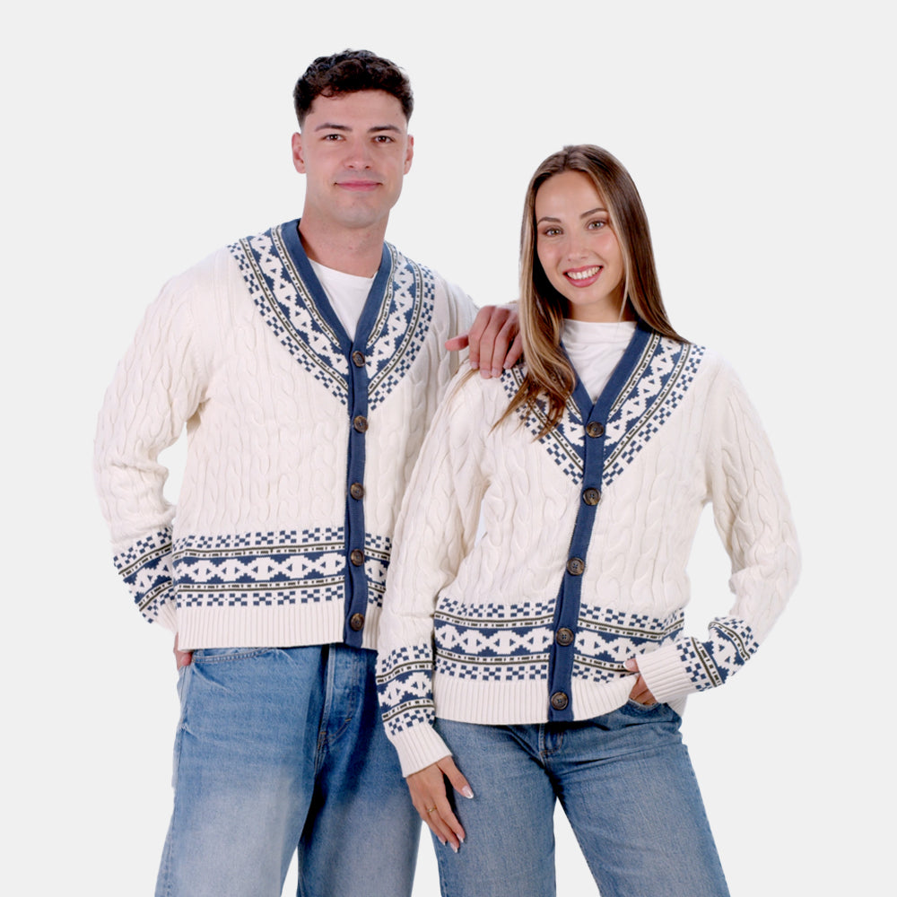 Pull pour Homme Cardigan Cottage de Rêve en Coton Bio Couple