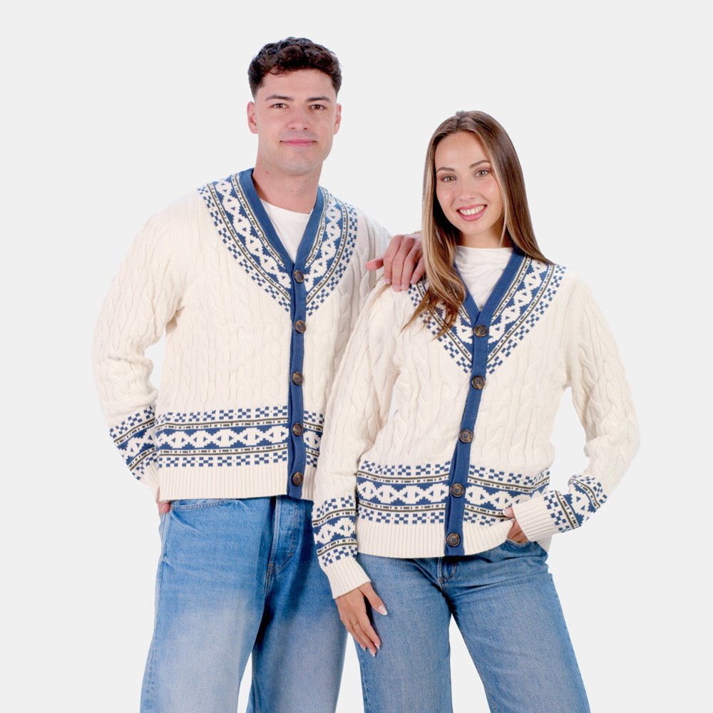Pull pour Homme Cardigan Cottage de Rêve en Coton Bio Couple