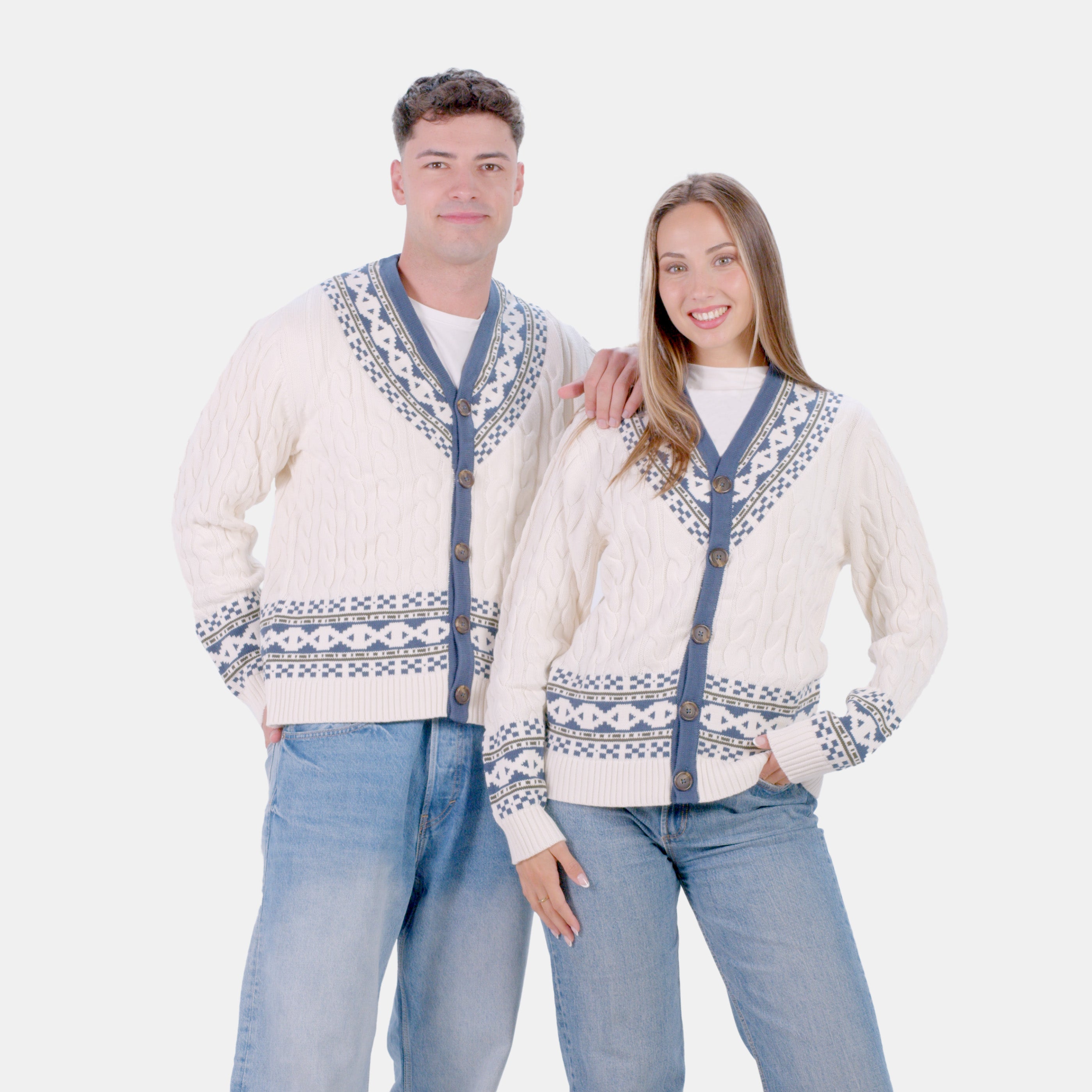 Pull pour Homme Cardigan Cottage de Rêve en Coton Bio Couple