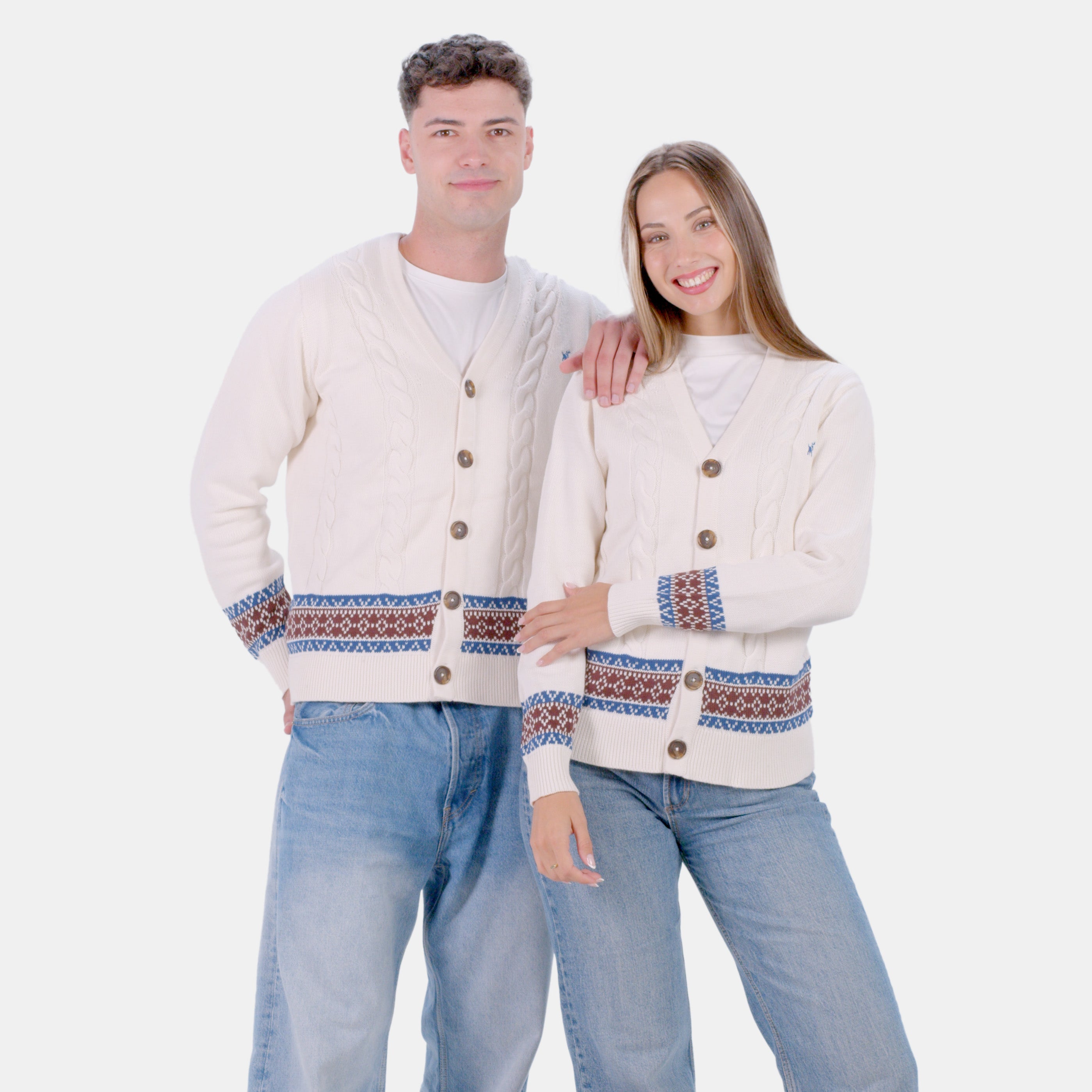 Pull pour Homme Cardigan Renne en Coton Bio Couple
