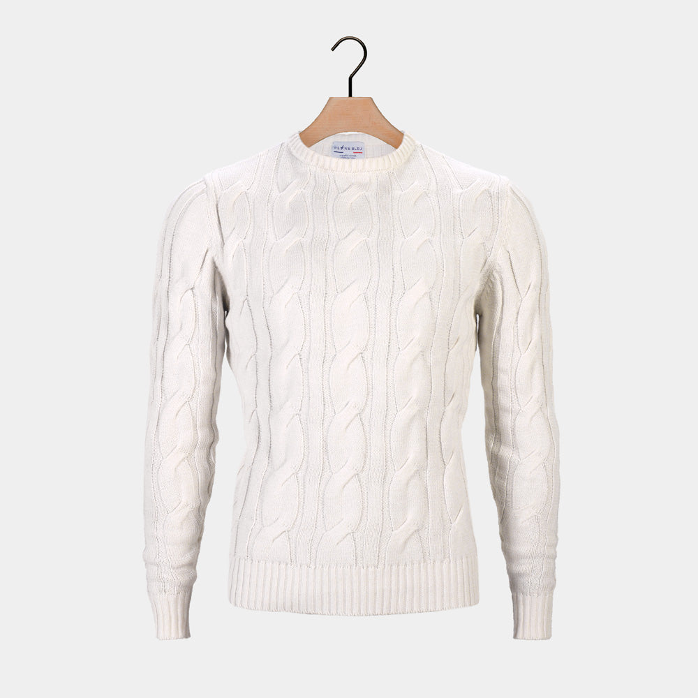 Pull pour Homme Neige en Coton Bio Blanc
