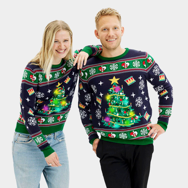Pulls de Noël led bleu pour Homme et Femme