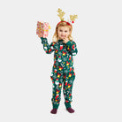 Pyjama de Noël Enfant Familial Vert avec Motifs de Noël
