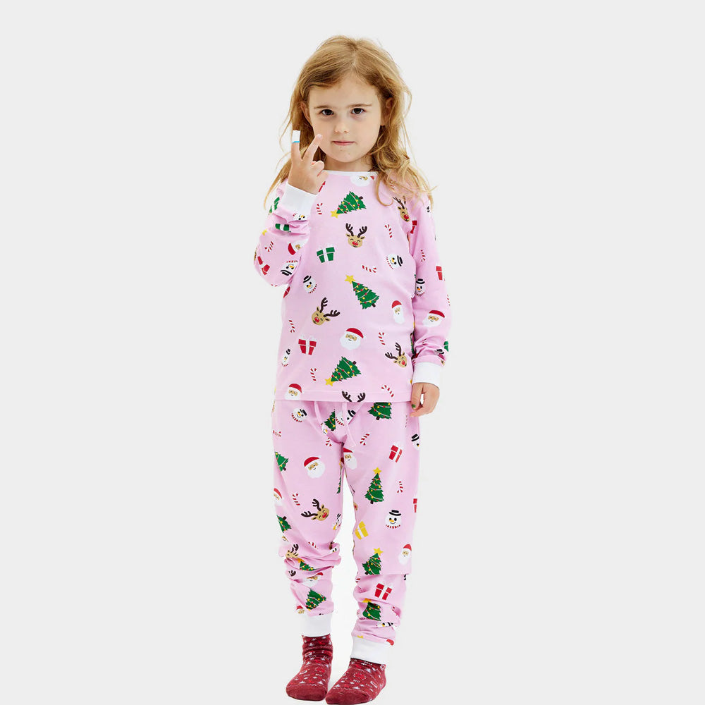 Pyjama de Noël pour Enfants Motifs De Noël Rose 
