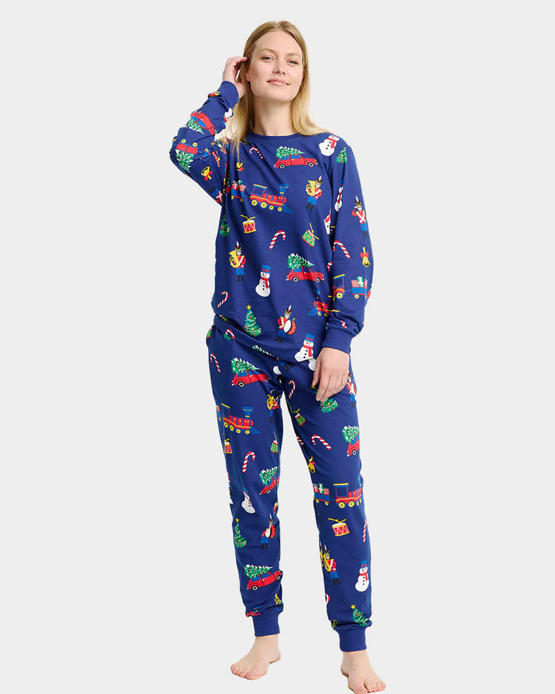 Pyjama De Noël Familial Assorti - Ensemble En Polyester/élasthanne Pour Parents Et Enfants, Soirée Pyjama Et Fêtes