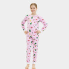 Pyjama de Noël Enfant Famille Rose Motifs De Noël
