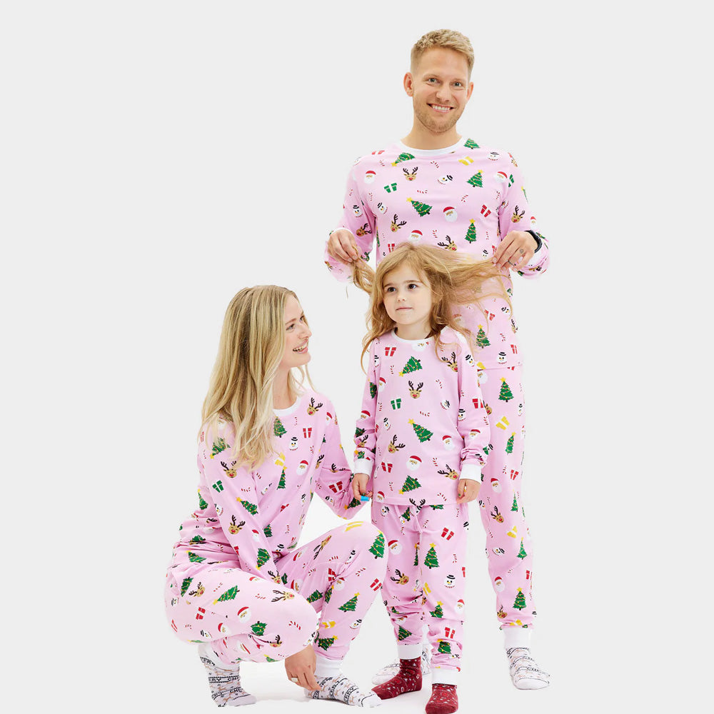 Pyjama de Noël pour Famille Rose Motifs De Noël
