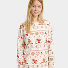 Pyjama de Noël Femme Famille Beige Biscuits de Noël
