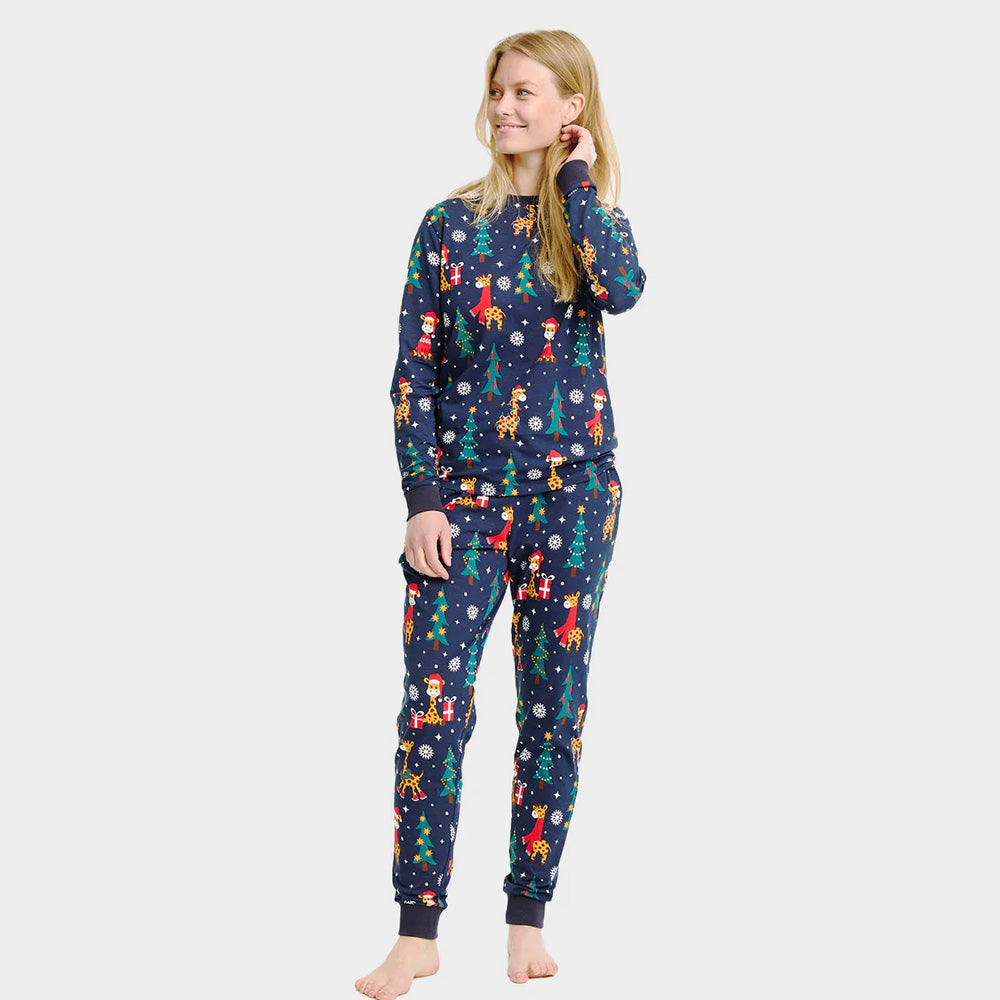 Pyjama de Noël pour Femme et Homme avec Girafes
