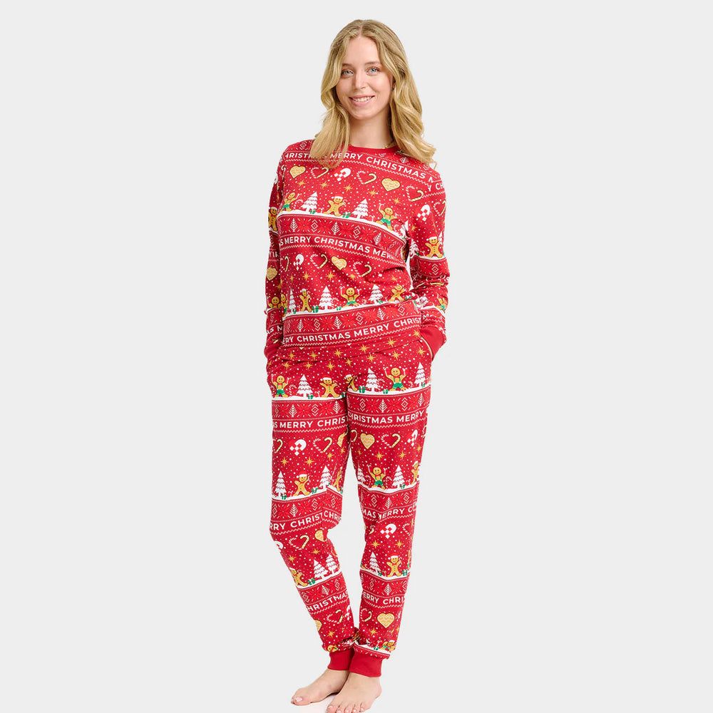 Pyjama de Noël pour Femme Rouge Biscuits de Noël
