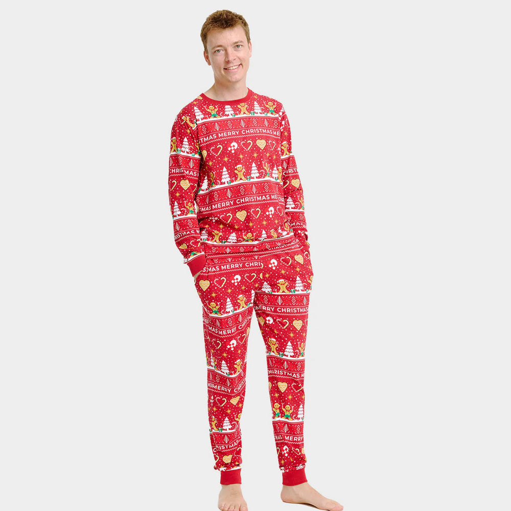 Pyjama de Noël pour Homme Rouge Biscuits de Noël

