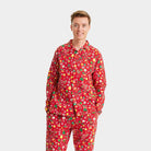 Pyjama de Noël pour Adultes Homme Unisexe Rouge Motifs de Noël