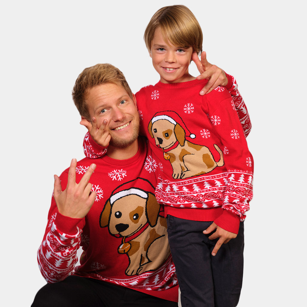 Pull de Noël pour Enfants avec Petit Chien famille