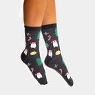 Chaussettes de Noël Unisexes Grises avec Sapins et Pingouins Femme et Homme