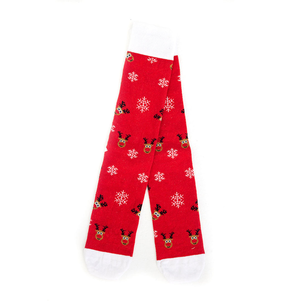 Chaussettes de Noël Unisexes Rouges avec le Renne Rudolph