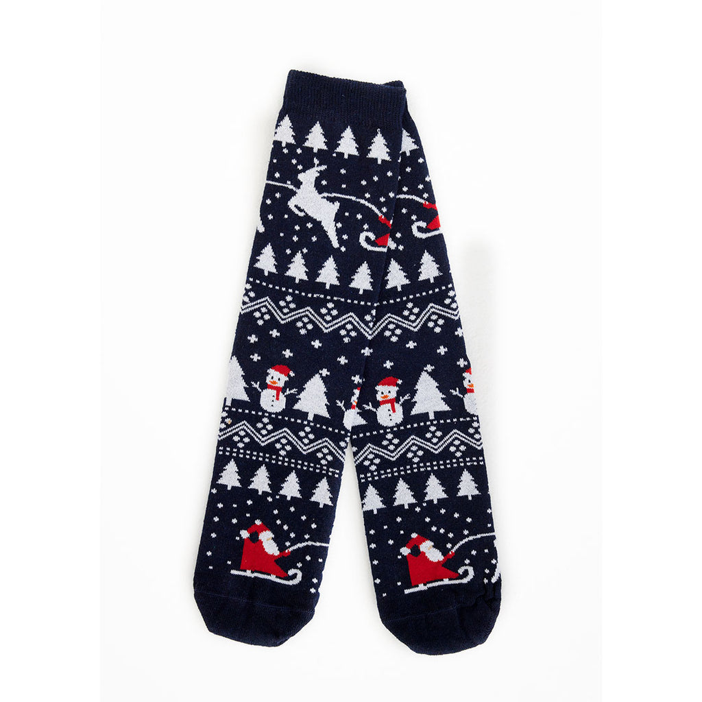 Chaussettes de Noël Unisexes avec Sapins, Bonhommes de Neige et Père Noël