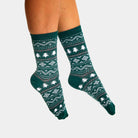 Chaussettes de Noël Unisexes Verts avec Sapins et Neige Femme et Homme