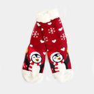 Chaussons Chaussettes de Noël Rouges avec Pingouin