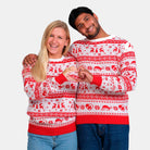 Pull de Noël Bandes Rouge et Blanc Couple