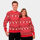 Pull de Noël Bandes Rouge et Père Noël Couple