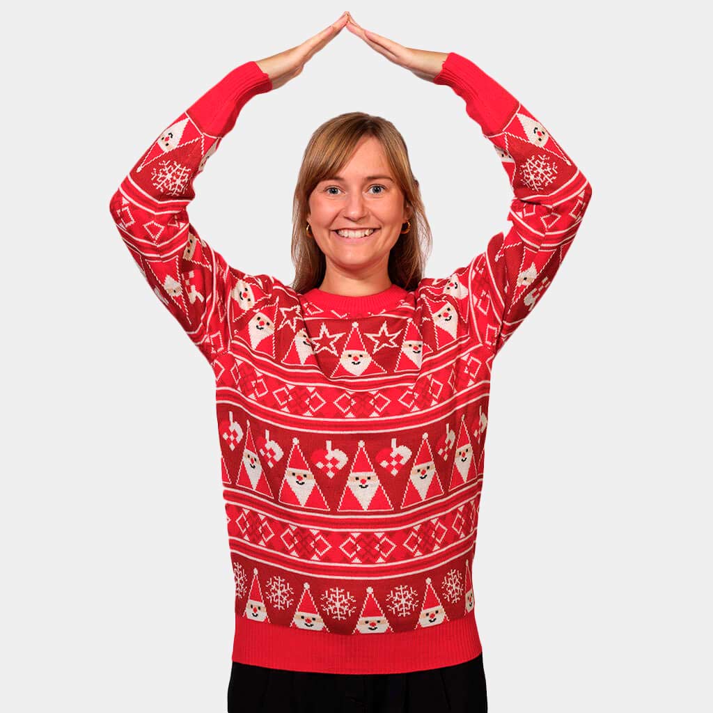 Pull de Noël Bandes Rouge et Père Noël Femme