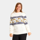 Pull de Noël Blanc Élégant avec Rennes Femme