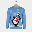 Pull de Noël Bleu Ciel avec Pingouin