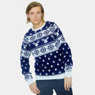 Pull de Noël Bleu avec Rennes et Neige 2021 Homme