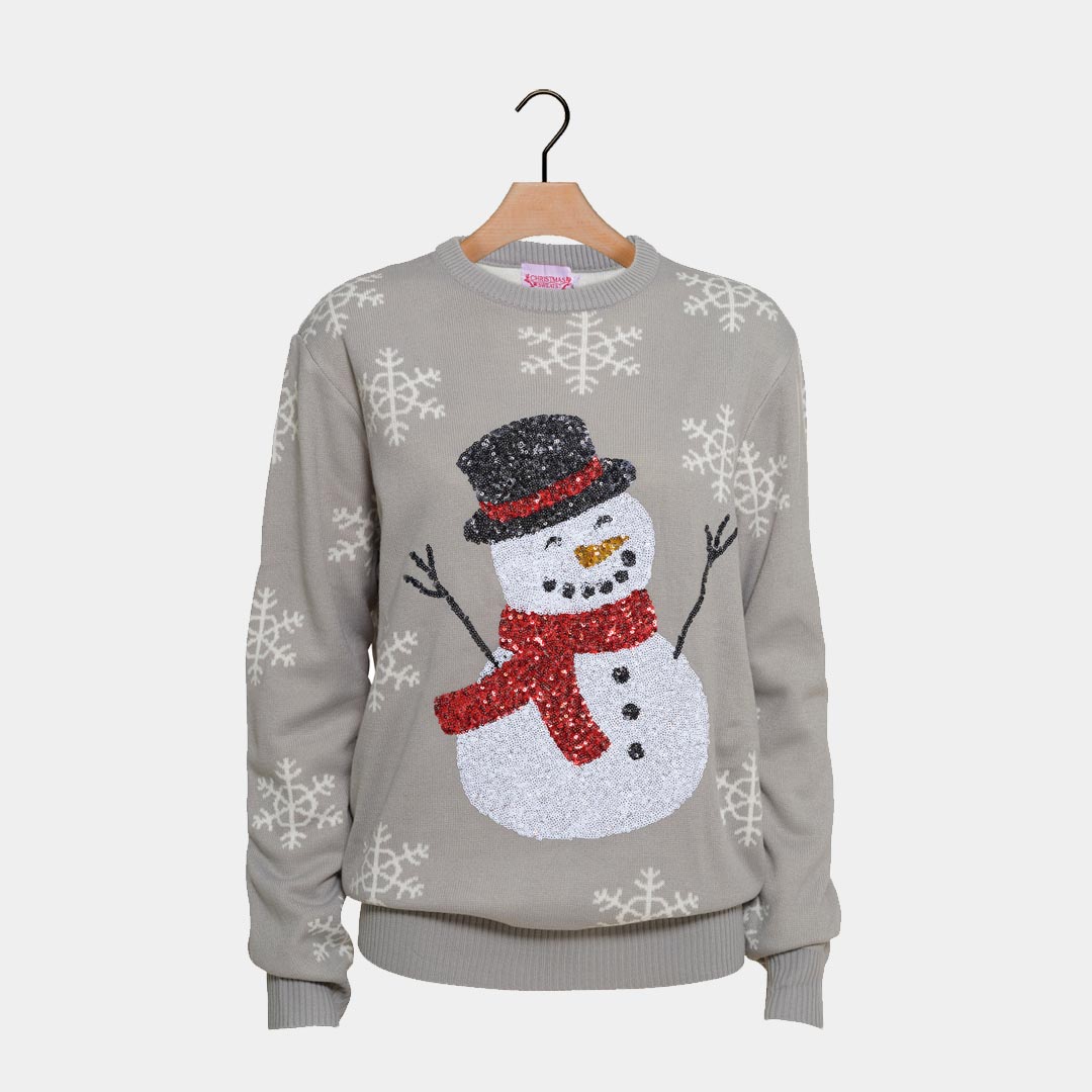 Pull de Noël avec Bonhomme de Neige Sequins