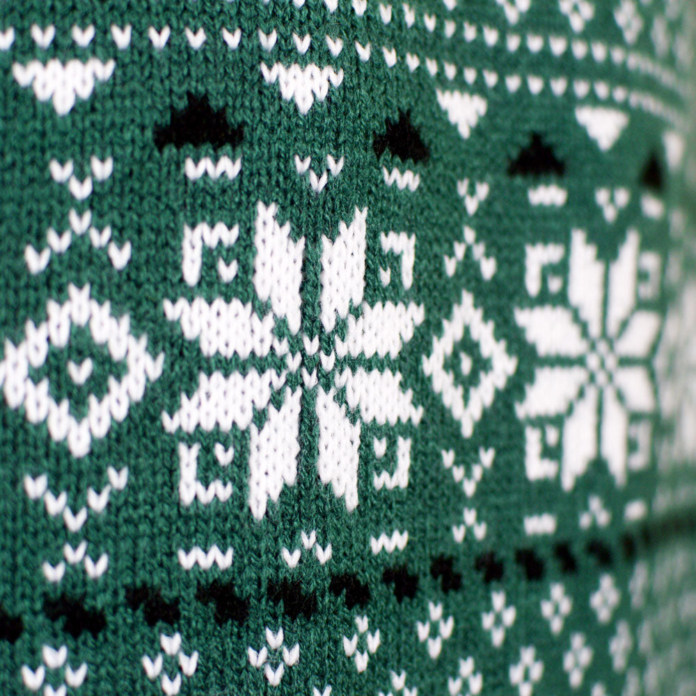 Pull de Noël Élégant Classique Vert et Blanc Détail