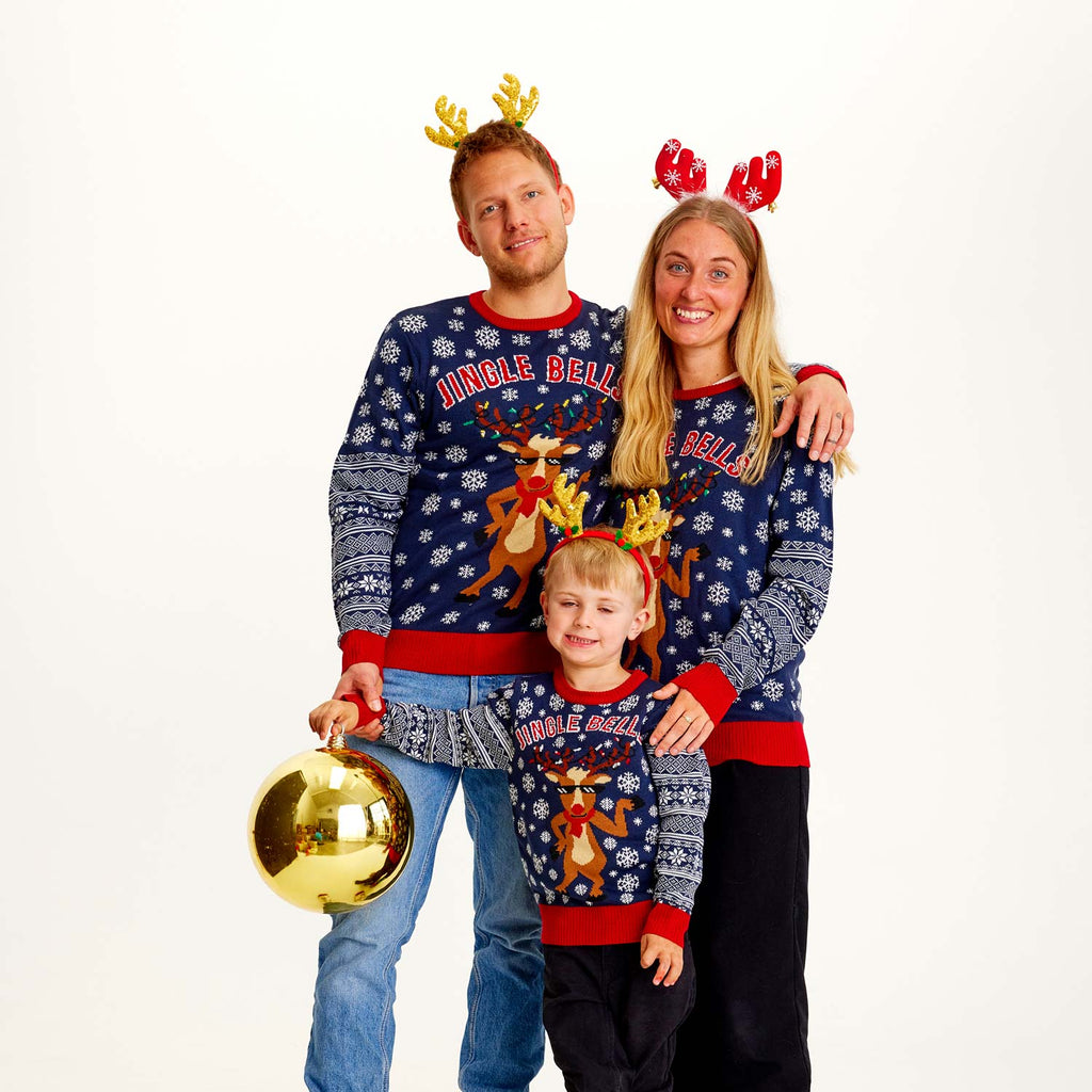 Pull de Noël pour Enfants Lumineux LED Jingle Bells Famille