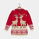 Pull de Noël pour Enfants Rouge avec Bébé Renne