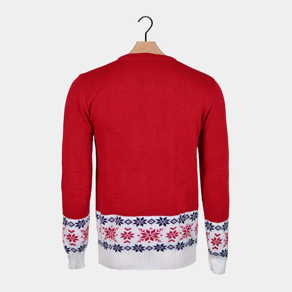 Pull de Noël pour Enfants Rouge avec Renne et Neige Dos