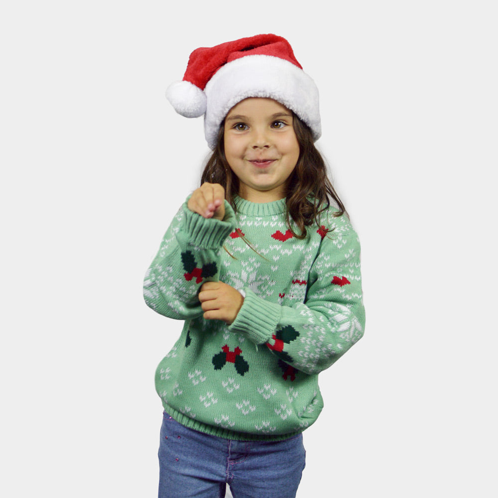 Pull de Noël pour Enfants Vert Sweet Christmas fille