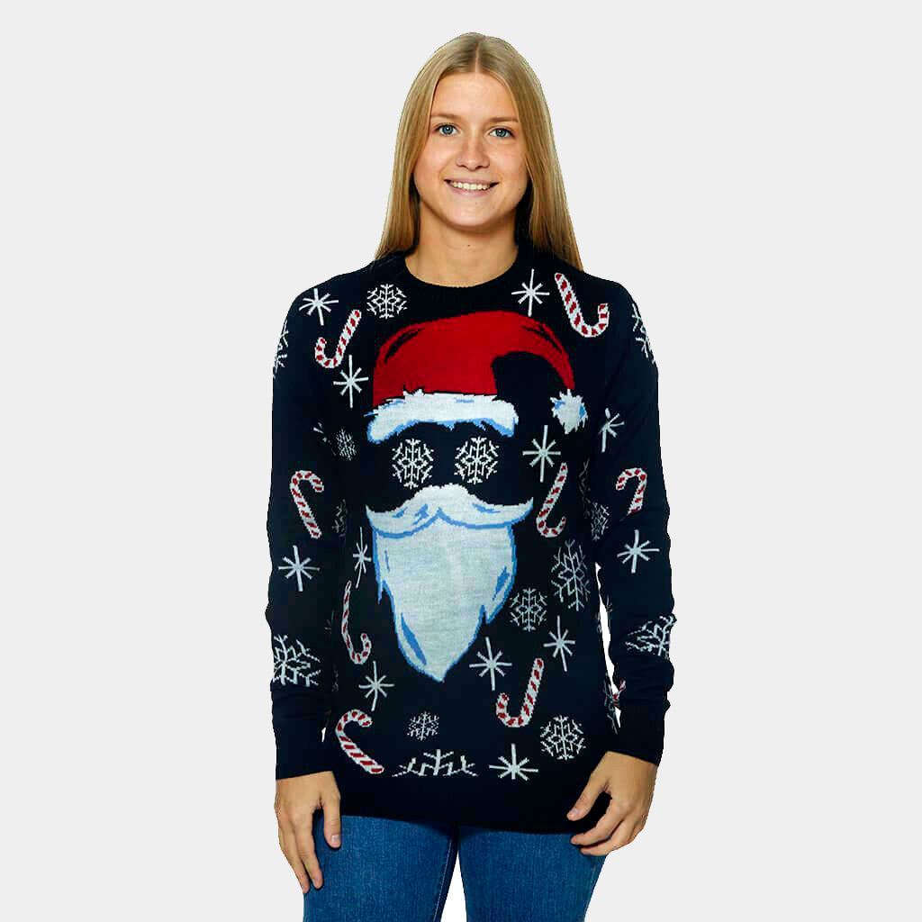 Pull de Noël pour Famille Père Noël Noir Femme