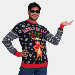 Sweat Noël Famille - Pull Coordonné Homme Femme Enfant - Imprimé Renne - Manches Longues Col Rond