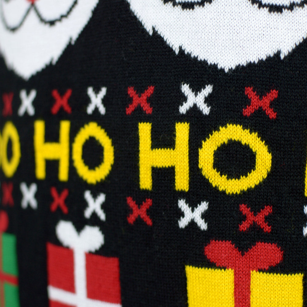 detail Coton Bio Pull de Noël pour Famille Père Noël, Cadeaux et Bonhommes de Neige 