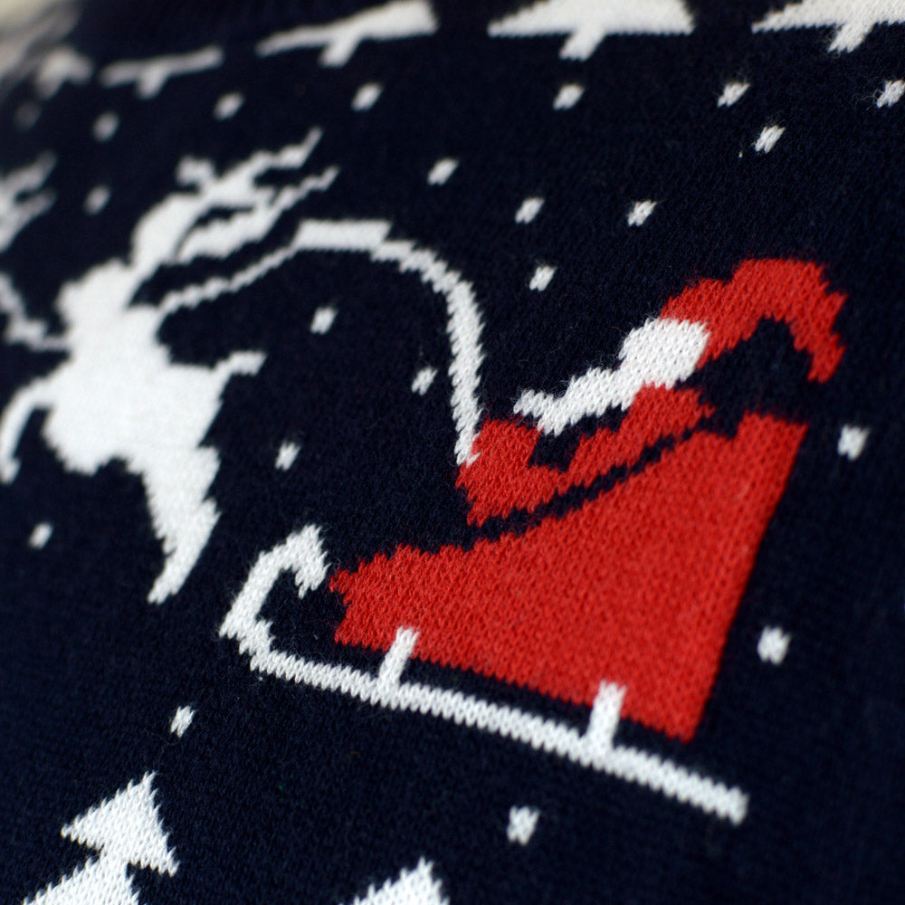 Pull de Noël pour Famille avec Sapins, Bonhommes de Neige et Père Noël Coton Bio Détail
