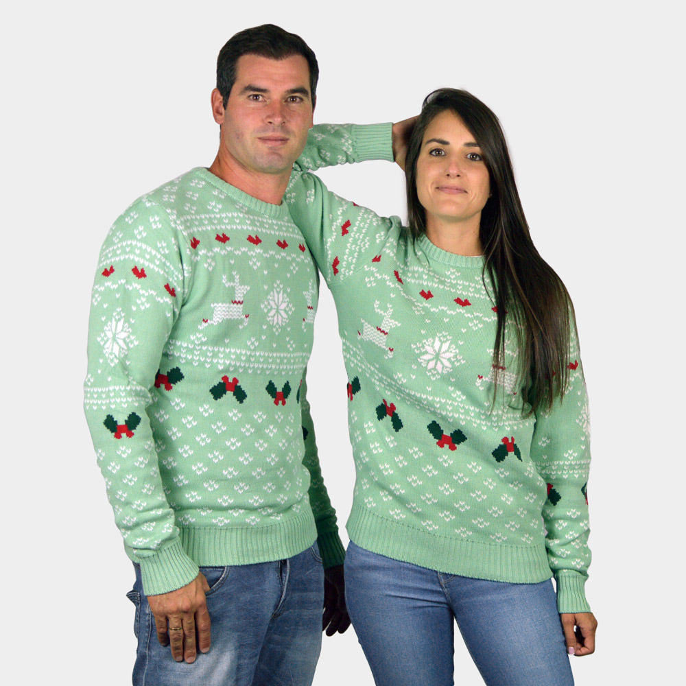 Pull de Noël pour Famille Vert Sweet Christmas couples