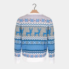 Pull de Noël Femme Chic Blanc, Gris et Bleu avec Rennes
