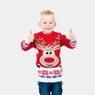 Pull de Noël pour Enfants Rouge avec Renne et Neige Garcon