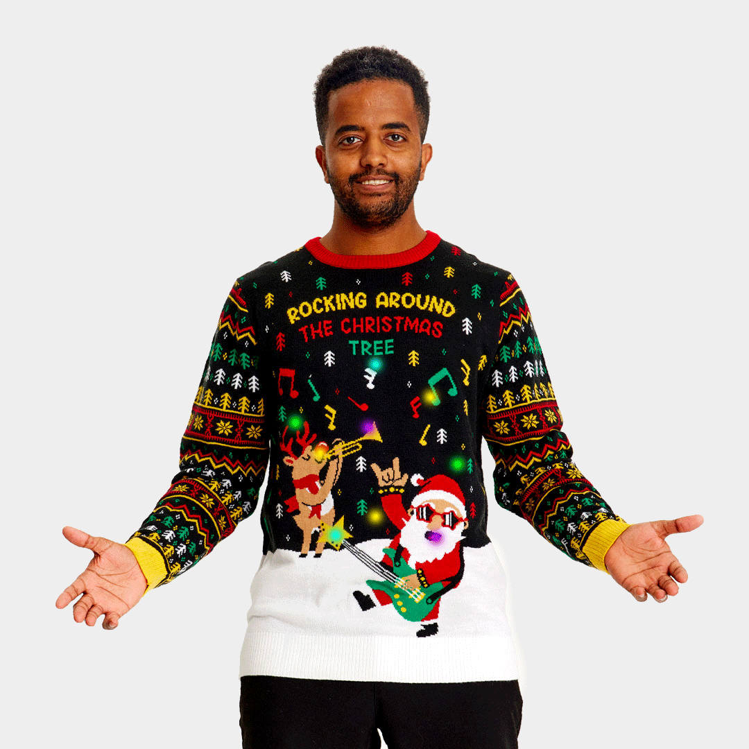 Pull noel lumineux discount homme