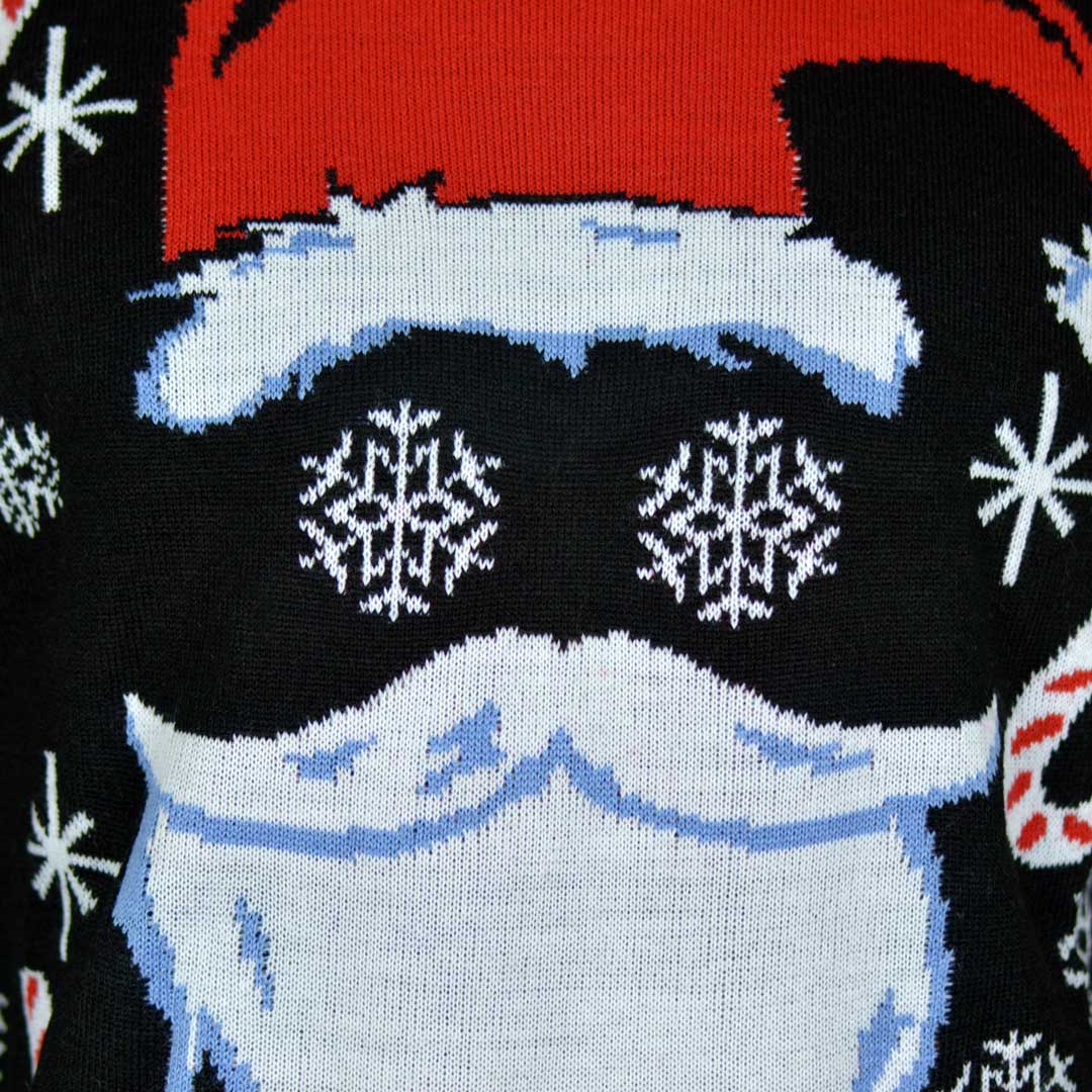 Pull de Noël Père Noël Noir Détail