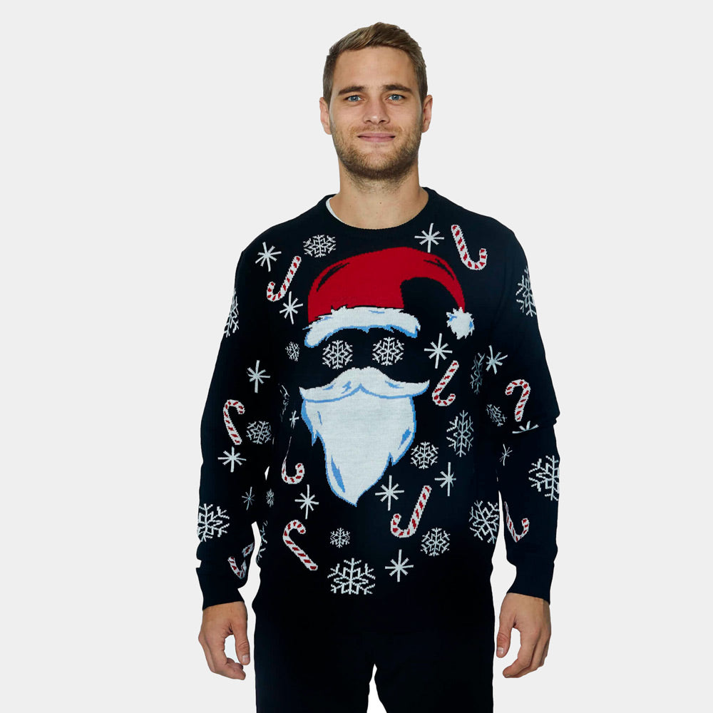 Pull de Noël pour Famille Père Noël Noir Homme