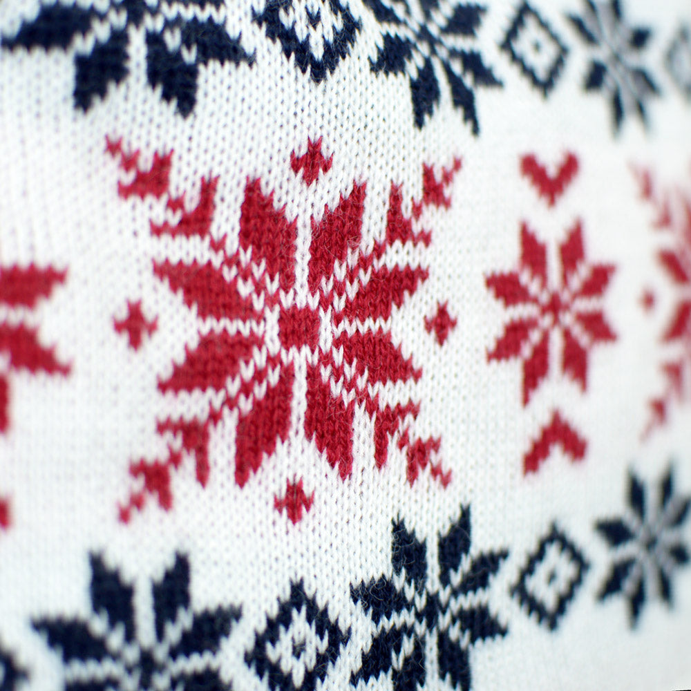 Pull de Noël Pere Noël et Renne Souriants Détail Neige