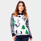 Pull de Noël Piste de Ski et Skieurs Femme