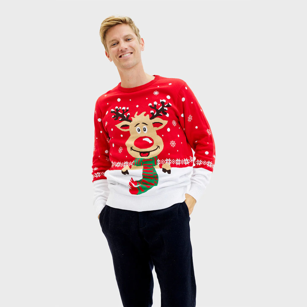 Pull de Noël Renne avec Écharpe Coton Bio Homme