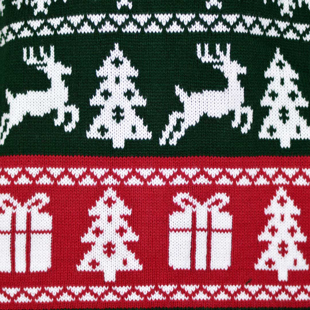 Pull de Noël Vert, Rouge et Blanc Merry Christmas Détail
