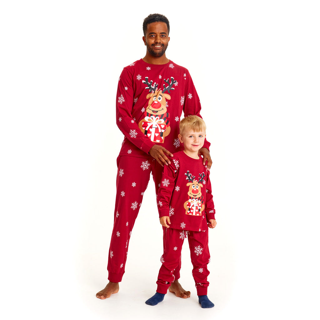 Pyjama de Noël Familial Rouge avec Rudolph le Renne